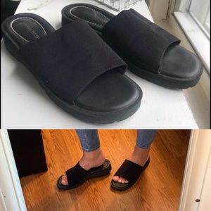 Montego Bay Club Black Nylon Platform Sandals 10W